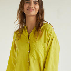 TWO-MATERIAL ORGANIC-COTTON V-NECK SHIRT