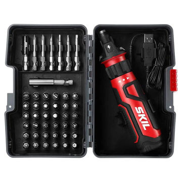 Rechargeable 4V Cordless Screwdriver with Circuit Sensor Technology Includes 45pcs Bit Set