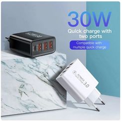 SwiftCharge Pro: 3-Port USB Type C Power Adapter, Fast Charging PD Wall Charger for Samsung, Xiaomi, iPhone, Qualcomm Quick Charge 3.0