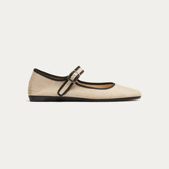 LINEN BALLERINA FLATS NATURAL