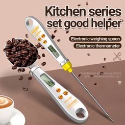 DuoMeasure Pro: 2-in-1 Electronic Kitchen Scale with LCD Digital Spoon - Complete with Built-in Thermometer