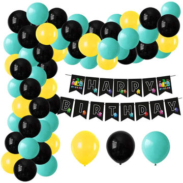 Birthday Decoration - Black Blue Yellow Balloon