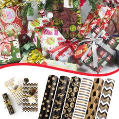 Black Golden Kraft Wrapping Paper for Christmas Gift Packaging 1Pcs 