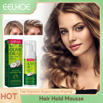 EELHOE Hair Styling Mousse Long Lasting Hydrating Natural Curl Enhancer Tame Frizzy Wave Fluffy Hair Treatment Olive Oil Spray