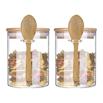 Clear Glass Containers Kitchen Organization Jars 2 Pcs