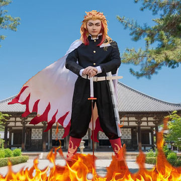 Rengoku Kyojurou Costume Halloween Kyoujurou Cosplay Outfit Full Set For Kids and Adult