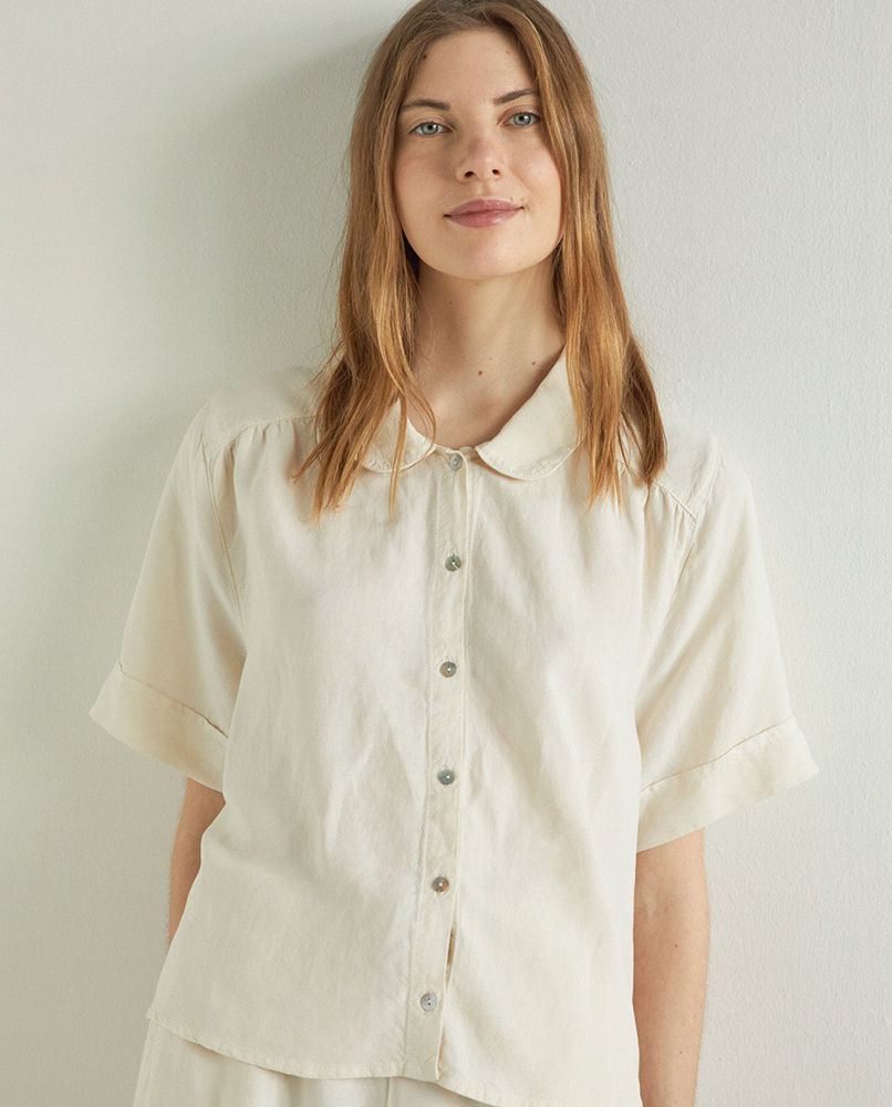 100% COTTON COLLARED SHIRT NATURAL