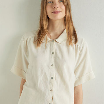 100% COTTON COLLARED SHIRT NATURAL