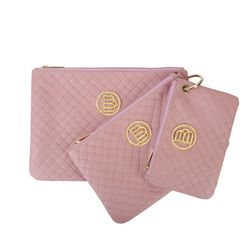 Set of three SO SOFTLY leather toiletry bags! powder pink