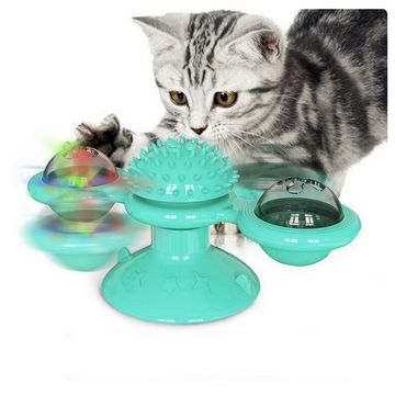 Whirligig Windmill Cat Toy, Interactive Puzzle Game Toy for Cats with Turntable, Perfect for Kitten Dental Health