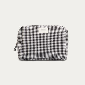 LARGE GINGHAM VANITY CASE BLACK