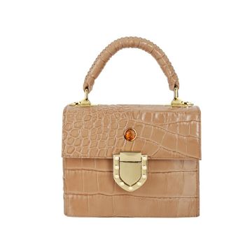 Leather handbag ALEXIS mini croco camel