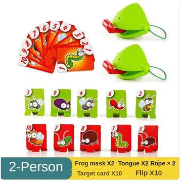 Froggy Fun Tongue-Sticking TikTok Frog Toy, Lizards Mask, and Two-Player Card Game Set - Desktop Interactive Toys for Parent-Child Par