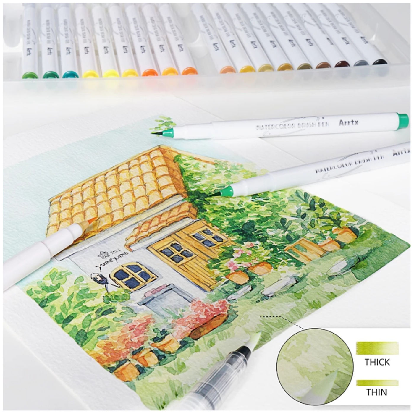 Description Picture 2 of itemArrtx 48 Colors Watercolor Brush Pens