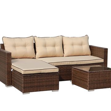 JARDINA 3 Outdoor Patio Sectional Set Wicker Furniture Set For Small Spaces