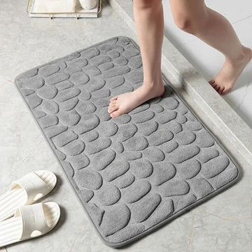 Comforting Memory Foam Bath Mat - Non-Slip, Absorbent, and Stylish Cobblestone Design for Your Bathroom