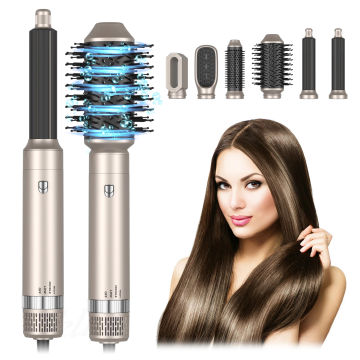 6 in 1 multifunctional hot air comb High Speed Hair Dryer Brush Automatic Curling Iron Stick Curling Straightening Negative Ion