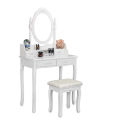 Promotional Modern Furniture Wooden Dressing Table Set with Makeup Oval Mirror and 4 Drawer Dressing Table