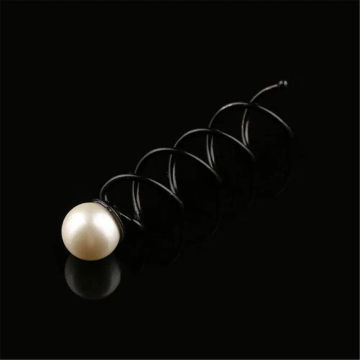 4pcs Styling Tools Girls Hair Accessory Hair Pins Black Twist Big Pearl Screw Clip Hair Barrette