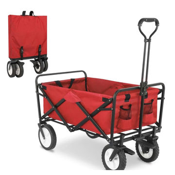 Collapsible Wagon Cart Foldable Wagon Cart Removable Canopy Oxford Cloth