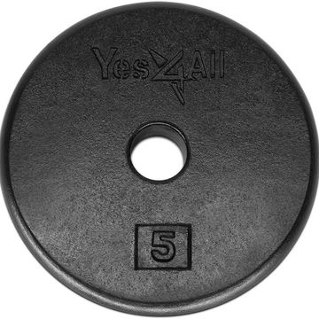 Yes4All Standard 1-inch Cast Iron Weight Plates 5, 7.5, 10, 15, 20, 25 lbs