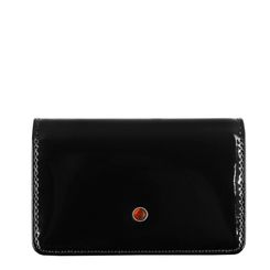 Vernice black leather business card holder