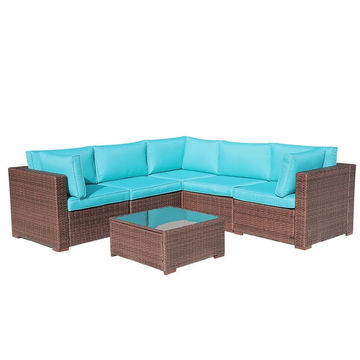 JARDINA 6 Patio Outdoor Sectional Set Wicker Furniture Set with Coffee Table