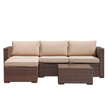 JARDINA 4 Pieces Outdoor Sectional Set All-Weather Wicker Patio Sofa Set