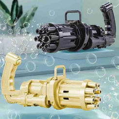 Kids Gatling Bubble Gun: Summer Automatic Soap Water Bubble Machine for Children, Toddlers, Indoor, Outdoor Toys, Wedding