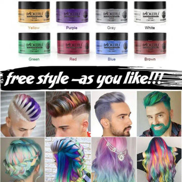 8 Color Hair Color Wax One-time Temporary Hair Color Cream Gel 100g Grandma Grey Color Hair Styling For Men And Women