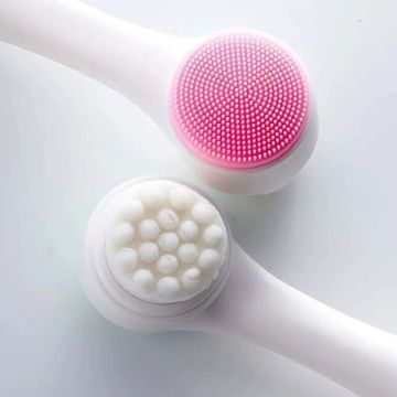 3D Bilateral Silicone Facial Cleanser with Manual Massage - Dual-Sided Face Brush with Soft Bristles for Gentle and Effective Skin Care