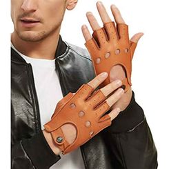 Fingerless Leather Gloves Men