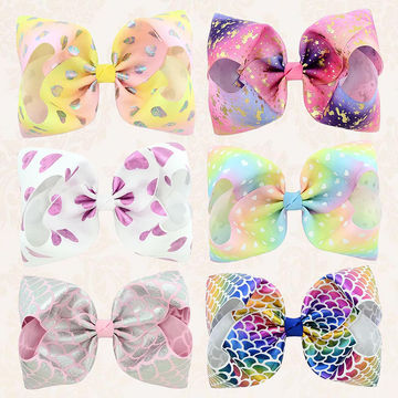 Baby Girls Hair Bows Rainbow Clip Heart Star Headband Ribbon For Photography