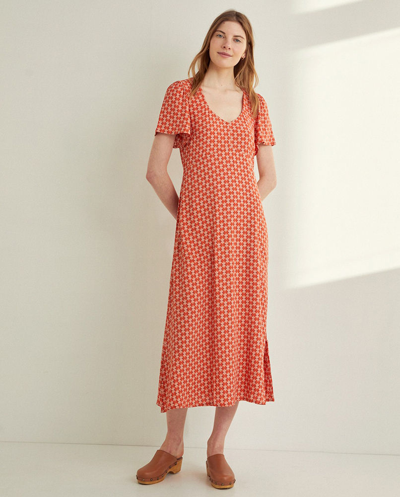 SHORT-SLEEVE PRINT DRESS