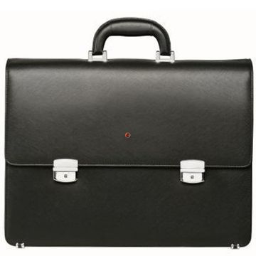 L artico black leather business briefcase