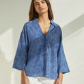 OVERSIZE WAVE-PRINT SHIRT BLUE