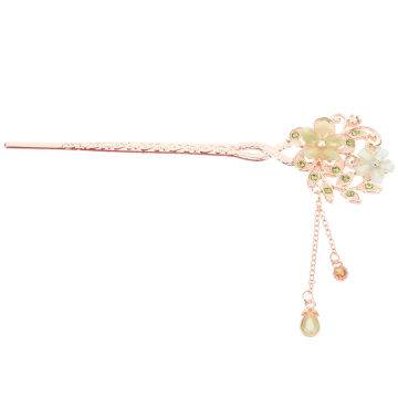 Flower Hair Sticks for Long Women Pin Chinese Barrettes Styling Accessories Buns Tassel