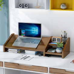 Office Table Desktop Heightened Desk Organizer Large Capacity Computer Table Bamboo Material Reading Desk Fine Workmanship