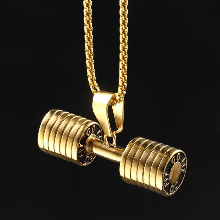  Fitness Dumbbell Pendant Necklace for