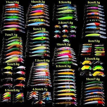 Versatile Fishing Lures with 3 High Carbon Steel Treble Hooks - 138 pcs Set