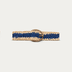 RAFFIA BELT BLUE STRIPE