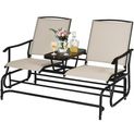 Goplus 2 Person Outdoor Patio Chair Loveseat with Center Table