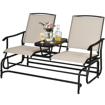 Goplus 2 Person Outdoor Patio Chair Loveseat with Center Table