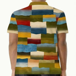 Men's color plaid pattern printed shirt Slim version of the casual fashion golf shirt summer short-sleeved shirt, men's clothing