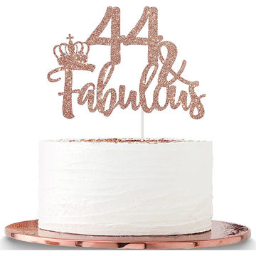 Rose Gold Glittery 44 & Fabulous Cake Topper