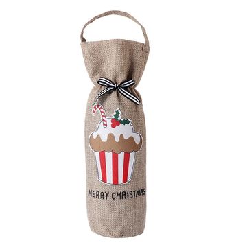 Christmas Santa Snowman Wine Bottles Bag for Home Decorations 