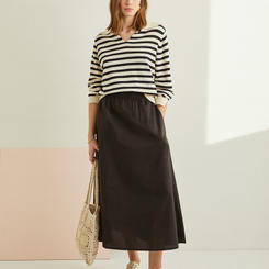 ﻿POPLIN MIDI SKIRT BLACK