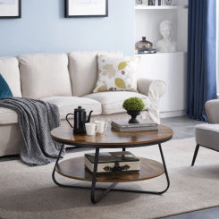 Round Coffee Table with Open Storage, 38.5