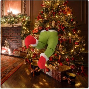 Stuffed Elf Legs for Playful Christmas Tree and Home Decor