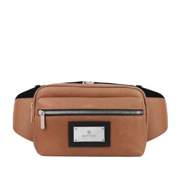 Brown napa leather men's satchel